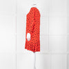 Ganni Orange Black Print Frill Trim Short Dress