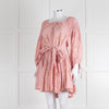 Innika Choo Peach Embroidered Mini Belted Linen Dress