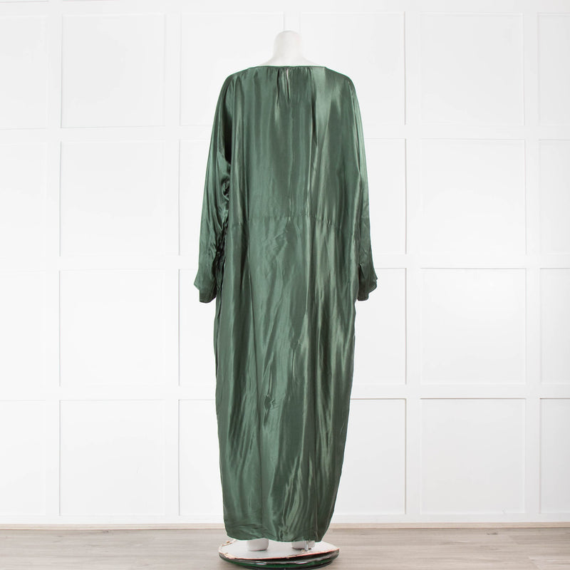 Asceno The Rhodes Green Bamboo Silk Maxi Dress