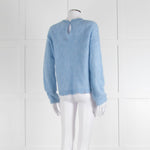 La Maille Sezane Sky Blue Mohair Wool Blend Lace Knit Jumper