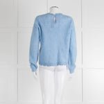 La Maille Sezane Sky Blue Mohair Wool Blend Lace Knit Jumper
