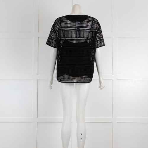 By Malene Birger Black Broderie Short Sleeve Top