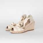 Chloe Beige Fabric Wedge Espadrilles