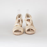 Chloe Beige Fabric Wedge Espadrilles