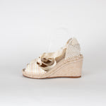 Chloe Beige Fabric Wedge Espadrilles