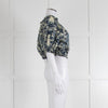 Anna Mason Cream Blue Floral Elasticated Trim Cropped Top
