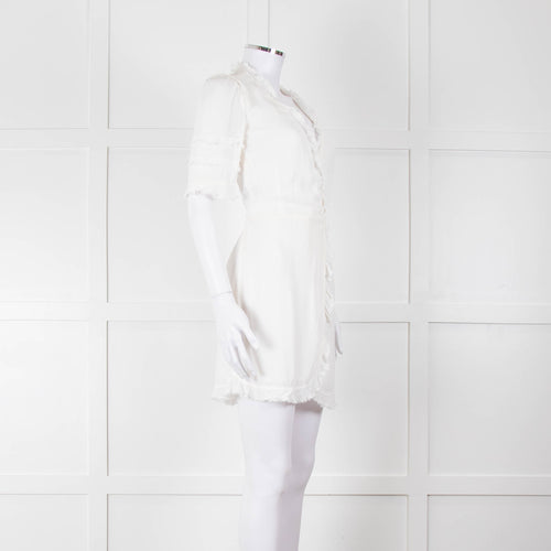 Reformation White Raw Edge Wrap Short Sleeve Dress