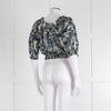 Anna Mason Cream Blue Floral Elasticated Trim Cropped Top