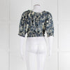 Anna Mason Cream Blue Floral Elasticated Trim Cropped Top