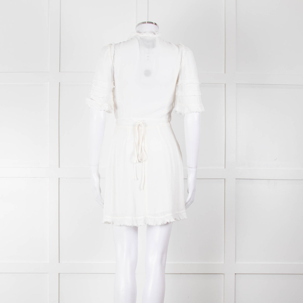 Reformation White Raw Edge Wrap Short Sleeve Dress