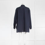 Nili Lotan Julien Midnight Blue Silk Shirt