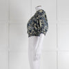 Anna Mason Cream Blue Floral Elasticated Trim Cropped Top