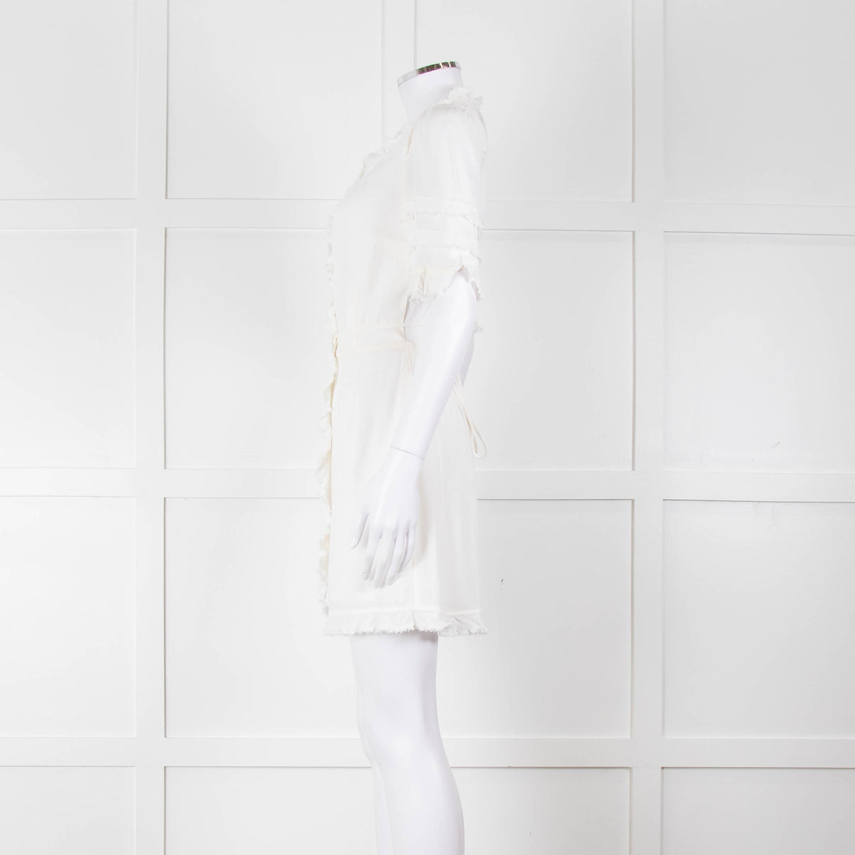 Reformation White Raw Edge Wrap Short Sleeve Dress