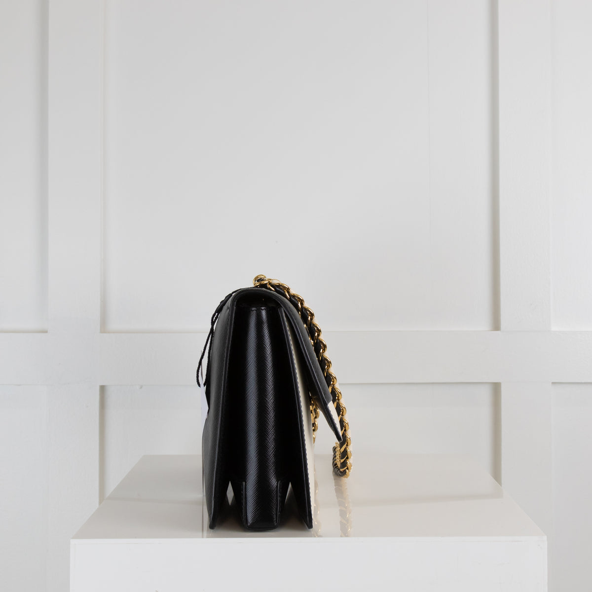 Salvatore Ferragamo Black & Cream Ginny Shoulder Bag with Gold Hardware