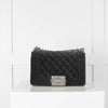Chanel Black Velvet Ruthenium Chain Small Flap Boy Handbag