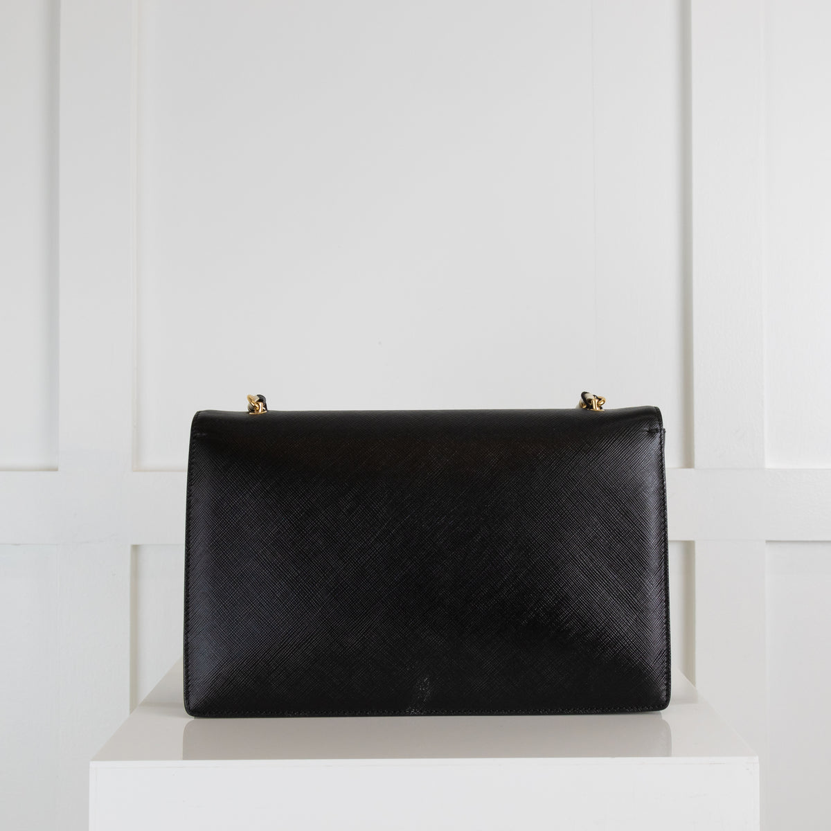 Salvatore Ferragamo Black & Cream Ginny Shoulder Bag with Gold Hardware