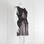 Iro Black Silver Net Raw Edge Sleeveless Mini Dress
