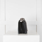 Chanel Black Velvet Ruthenium Chain Small Flap Boy Handbag