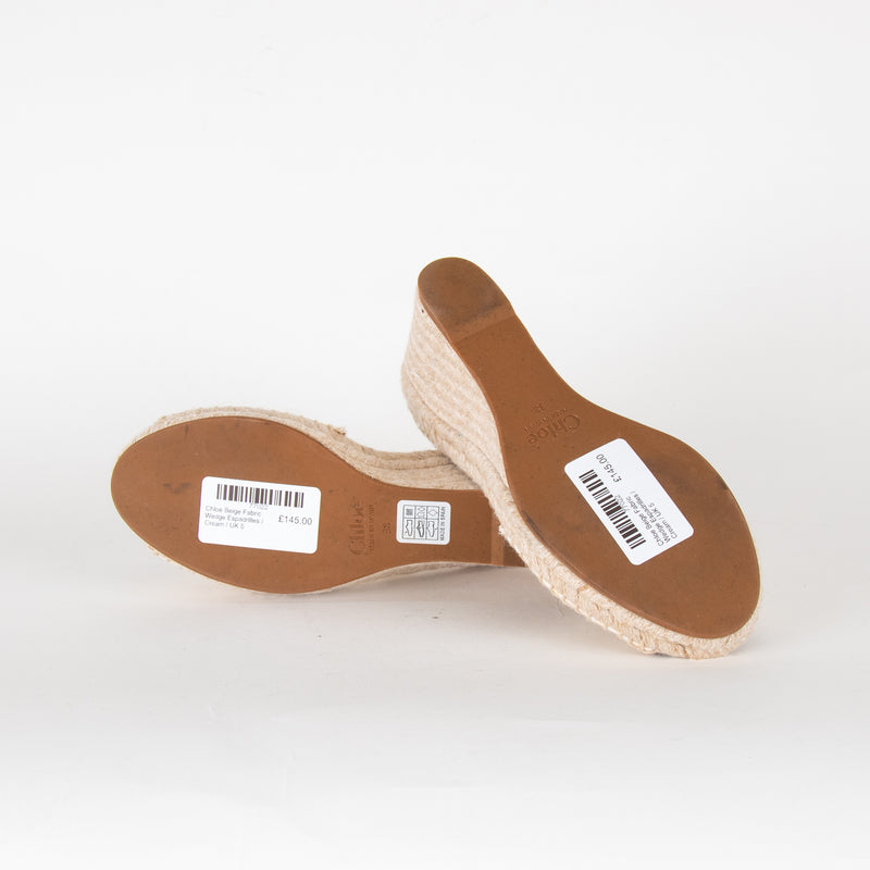 Chloe Beige Fabric Wedge Espadrilles