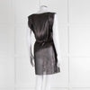 Iro Black Silver Net Raw Edge Sleeveless Mini Dress