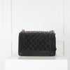 Chanel Black Velvet Ruthenium Chain Small Flap Boy Handbag