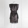 Iro Black Silver Net Raw Edge Sleeveless Mini Dress