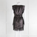 Iro Black Silver Net Raw Edge Sleeveless Mini Dress