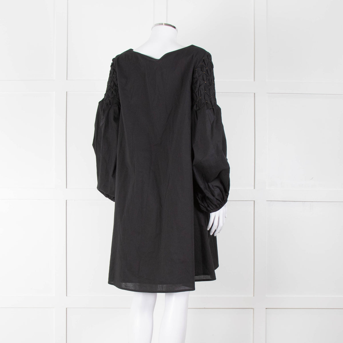Merlette Black Cotton Smock Sleeve Tunic Dress