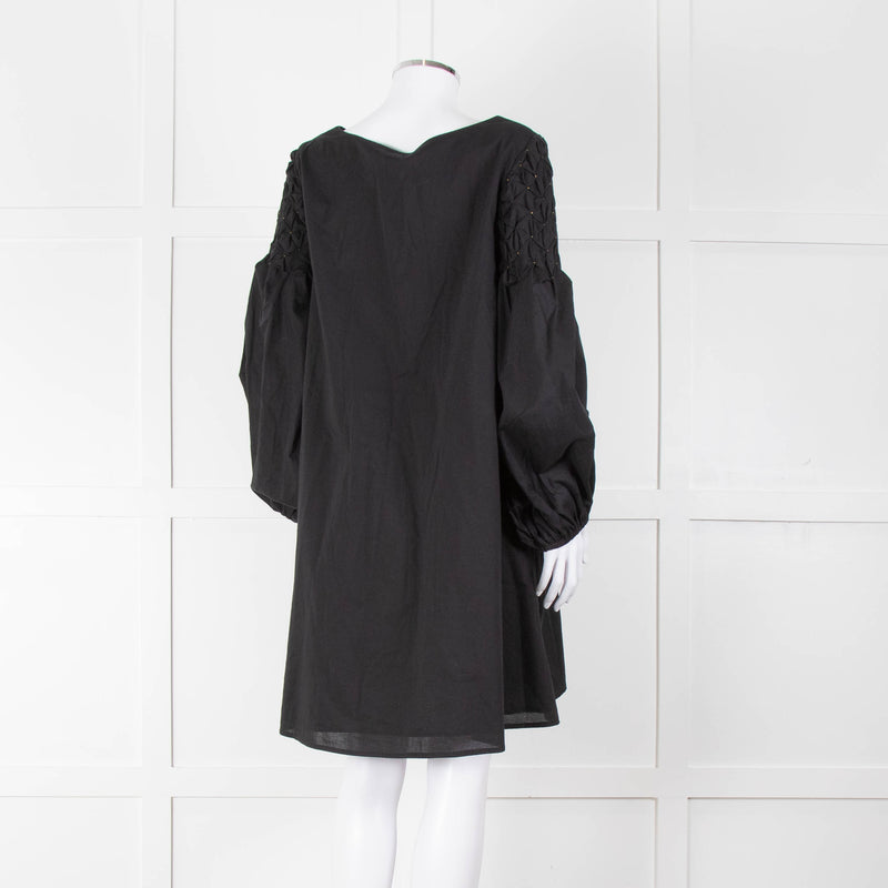Merlette Black Cotton Smock Sleeve Tunic Dress