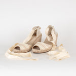 Chloe Beige Fabric Wedge Espadrilles