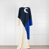 Taller Marmo Blue/Cream Panel Maxi Dress With Cream Crescent