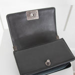 Chanel Black Velvet Ruthenium Chain Small Flap Boy Handbag