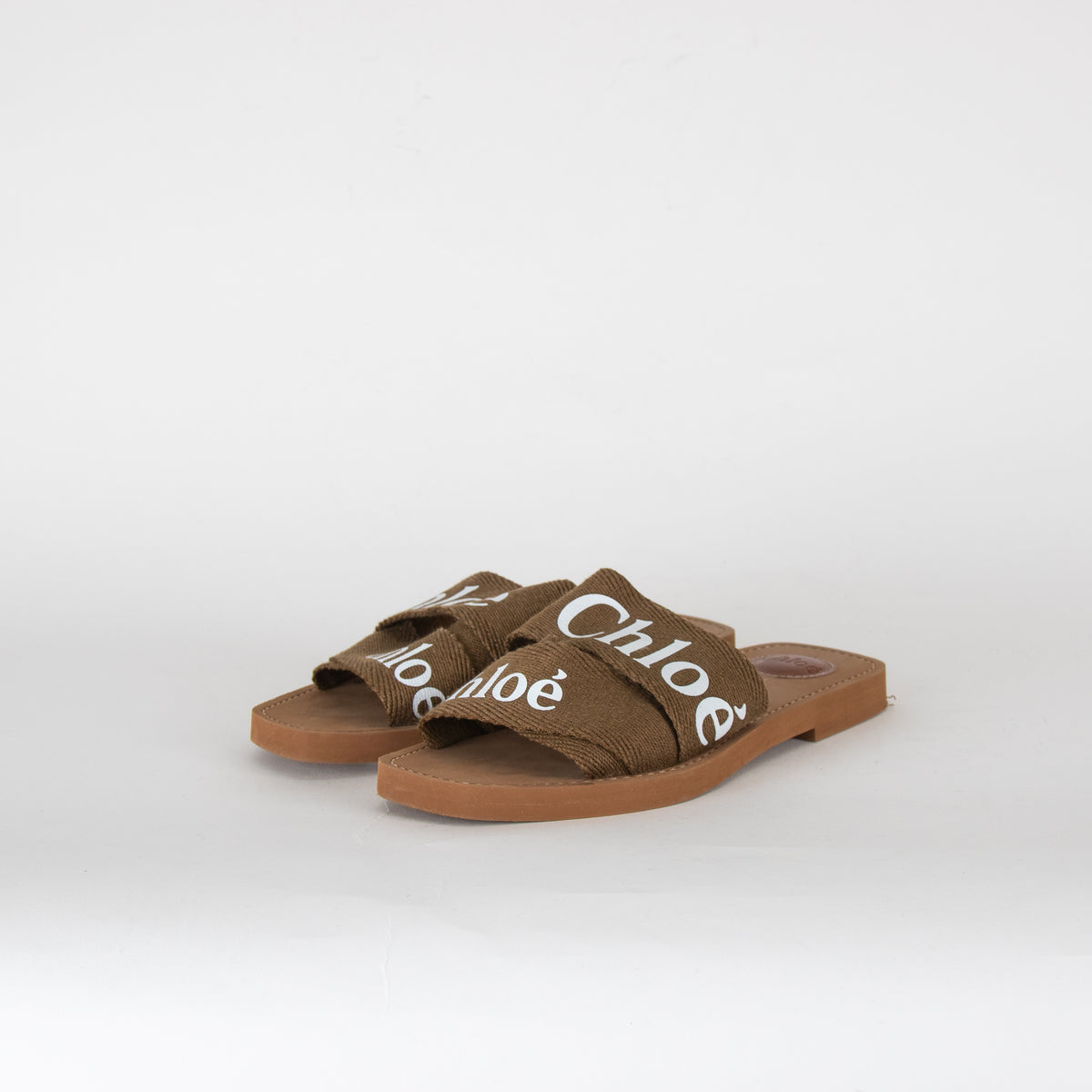 Chloe Khaki Logo Woody Mules
