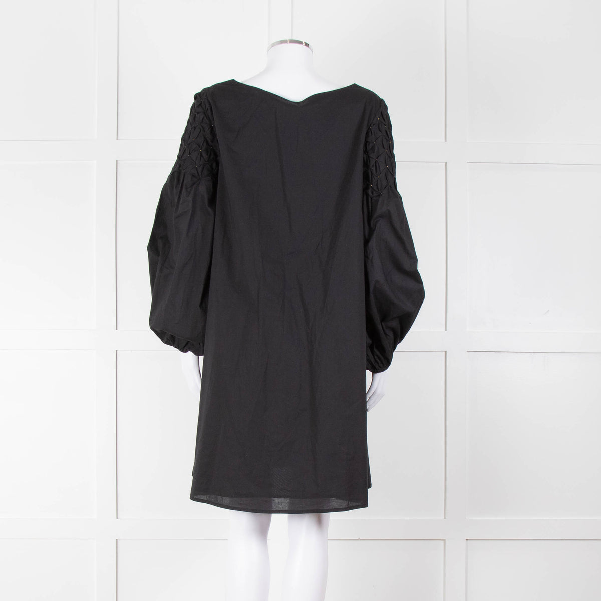 Merlette Black Cotton Smock Sleeve Tunic Dress