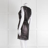 Iro Black Silver Net Raw Edge Sleeveless Mini Dress
