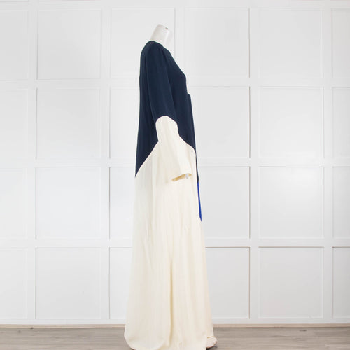 Taller Marmo Blue/Cream Panel Maxi Dress With Cream Crescent