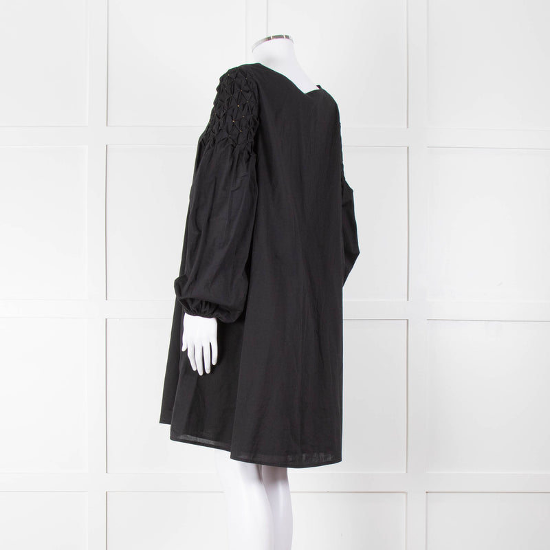 Merlette Black Cotton Smock Sleeve Tunic Dress