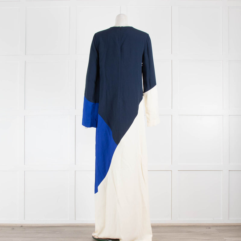 Taller Marmo Blue/Cream Panel Maxi Dress With Cream Crescent