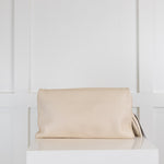 Carolina Herrera Cream Leather Clutch with Tassle and Chain Strape