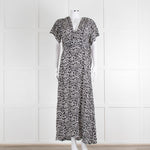 Iris Black Cream Silk Leopard Print Maxi Dress
