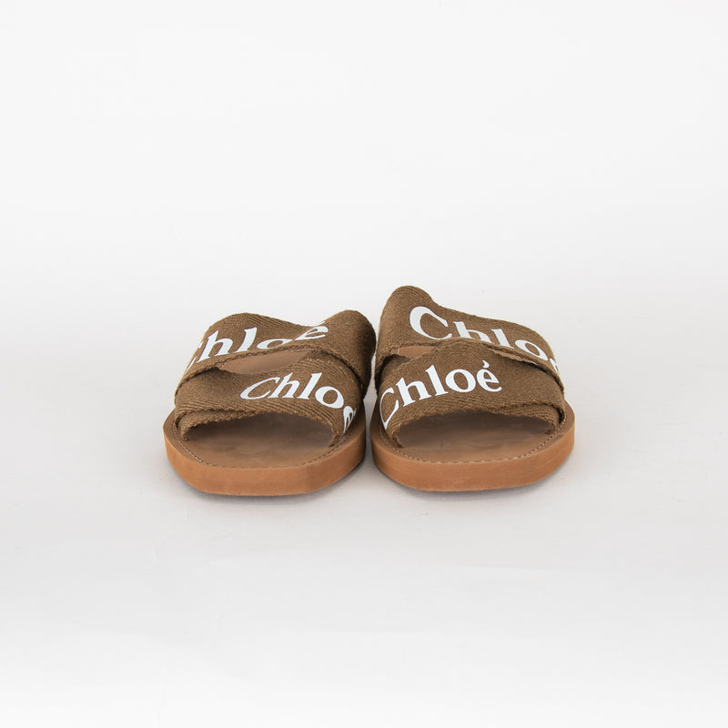 Chloe Khaki Logo Woody Mules