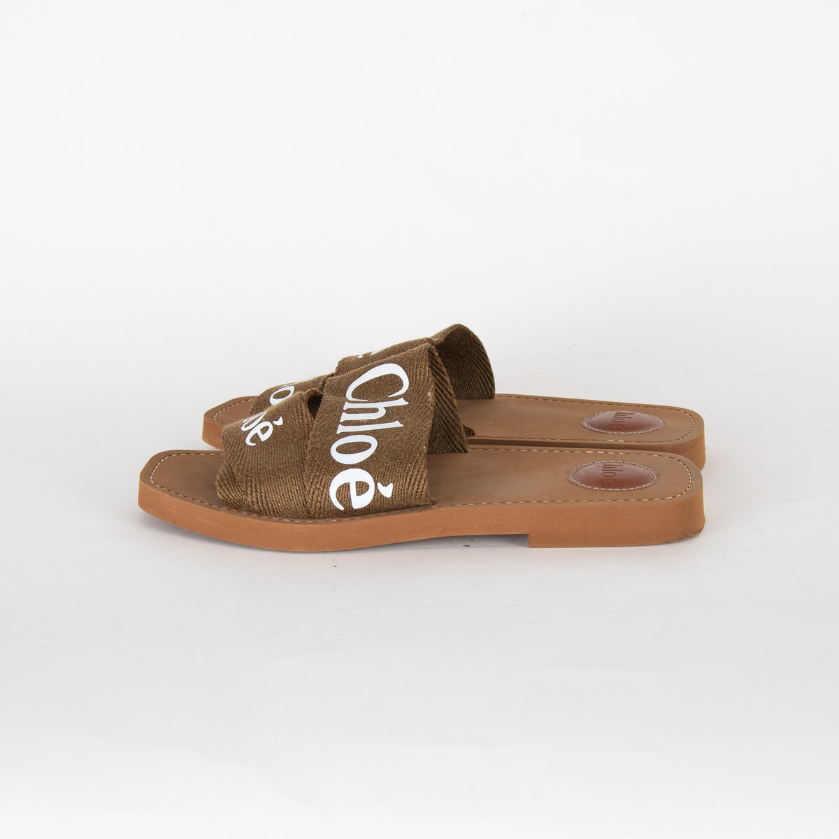 Chloe Khaki Logo Woody Mules