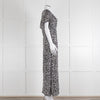 Iris Black Cream Silk Leopard Print Maxi Dress