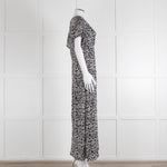 Iris Black Cream Silk Leopard Print Maxi Dress