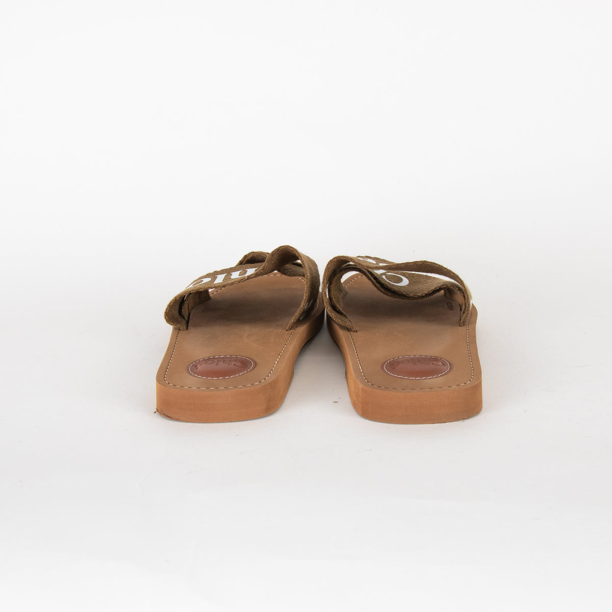 Chloe Khaki Logo Woody Mules
