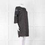 Sandro Black White Print Lace Detail Mini Dress