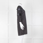 Sandro Black White Print Lace Detail Mini Dress