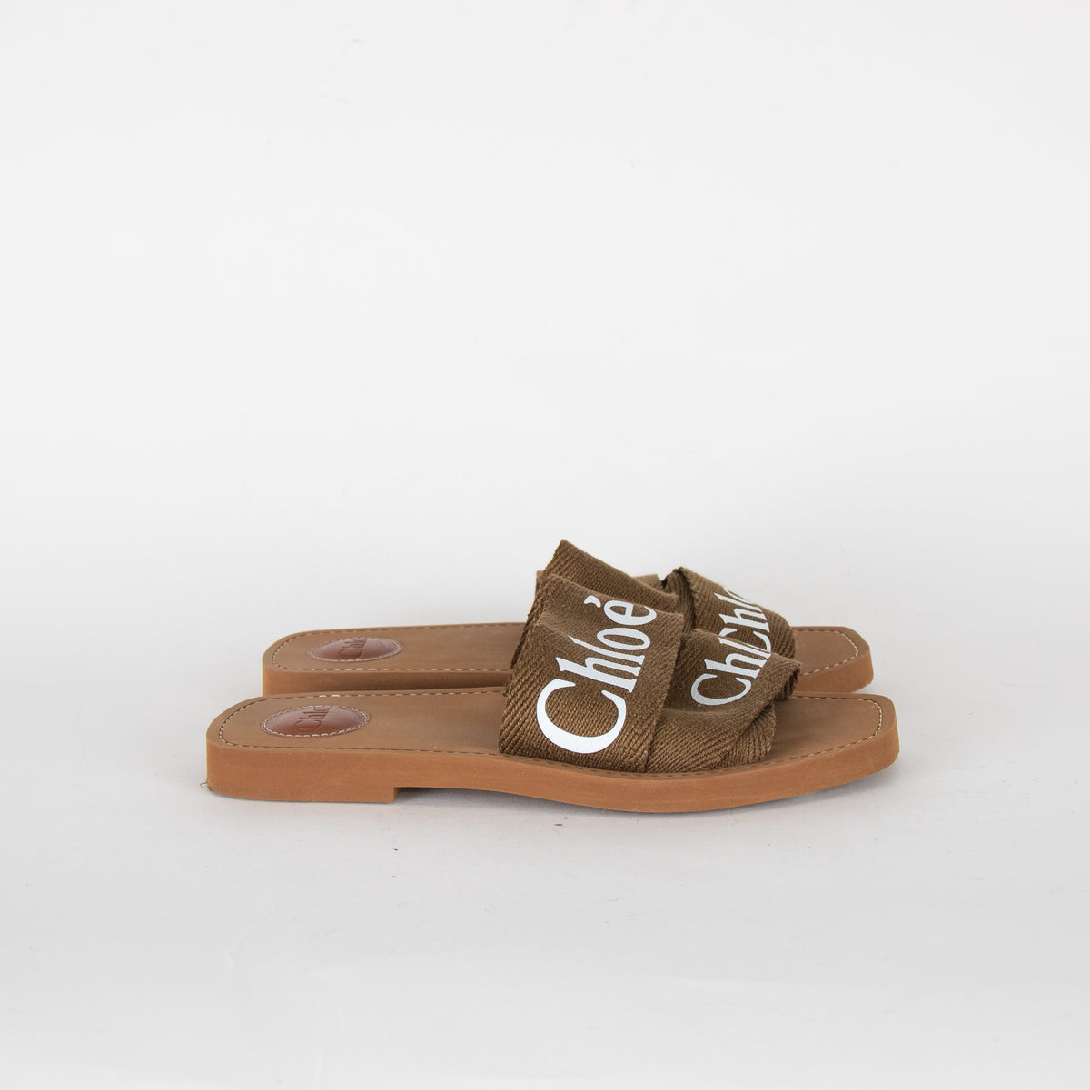 Chloe Khaki Logo Woody Mules