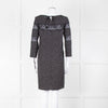 Sandro Black White Print Lace Detail Mini Dress