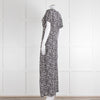 Iris Black Cream Silk Leopard Print Maxi Dress